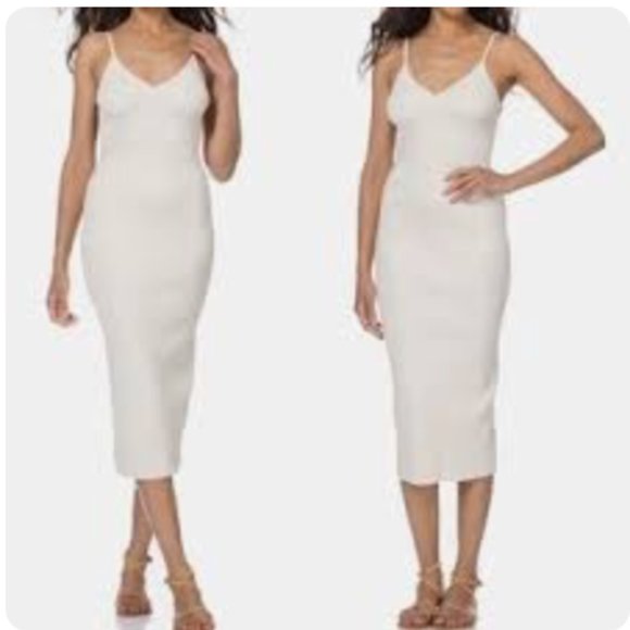 ⚡️HOST PICK⚡️Rag & Bone Ivory Bodycon Ribbed Dress Sz L - Picture 1 of 7